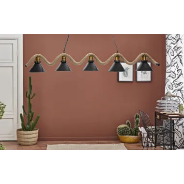 Lampa wisząca CUP/ROPE 5-punktowa 130x20x80 cm